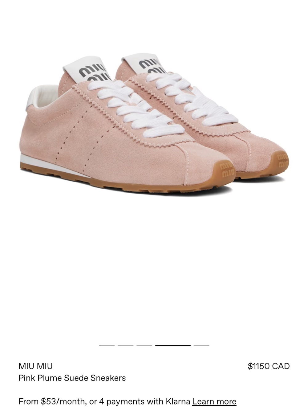 Miu Miu Plume Blush Suede Sneakers size 40